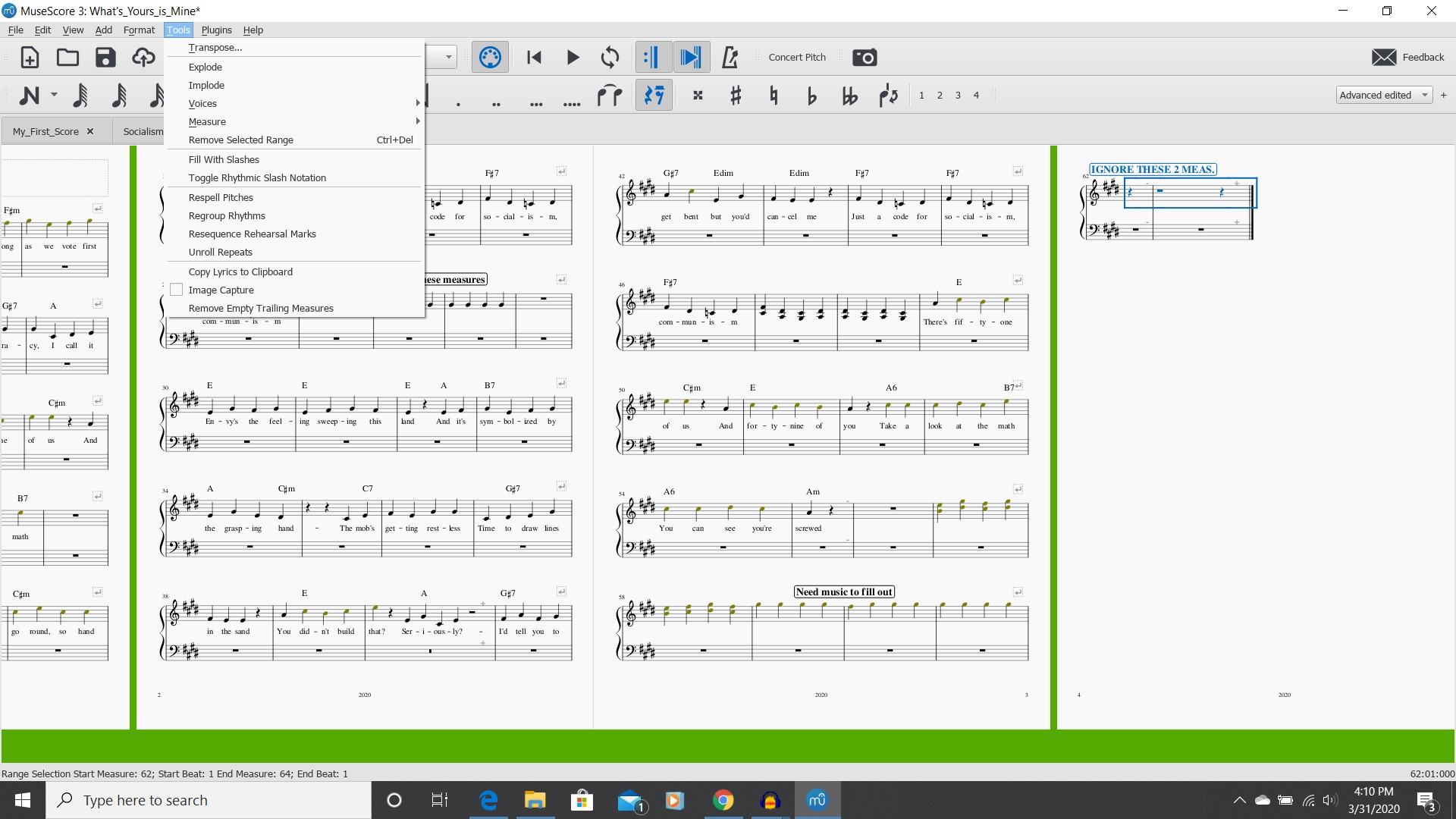 deleting measures | MuseScore